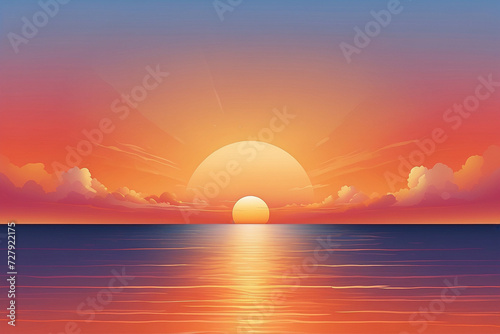 Golden Horizon: Sunset Landscape Background, Painting the Sky with Warm Hues, Capturing the Serenity of Dusk's Embrace, Generative AI.