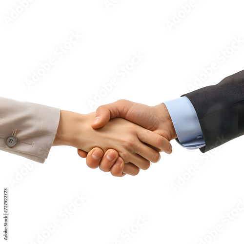 Colleagues shaking hands to seal a successful deal isolated on white background, hyperrealism, png 
