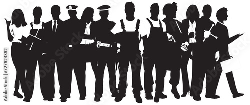 group of different occupational people silhouettes