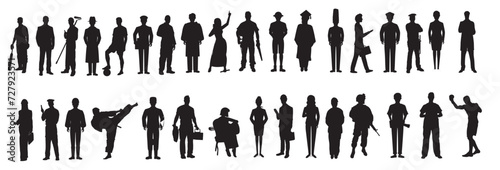 set of occupation hobbies career silhouettes