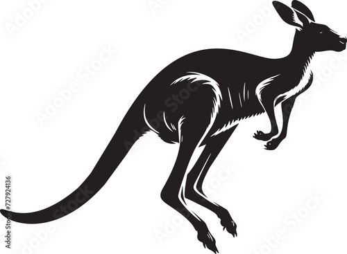 Hopping Kangaroo in Monochrome