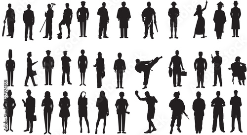 silhouettes of people of different hobbies