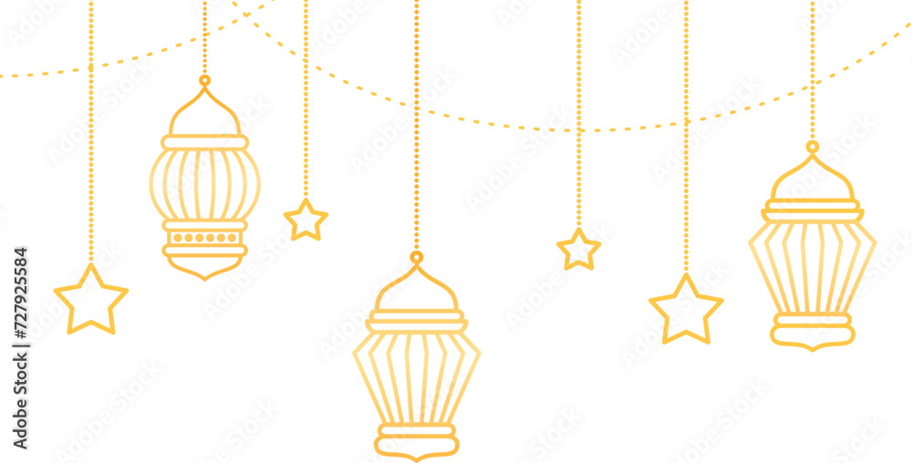 Hanging gold Islamic lantern decoration for Ramadan Kareem Islamic festival Hanging gold Islamic lantern decoration for Ramadan Kareem Islamic festival