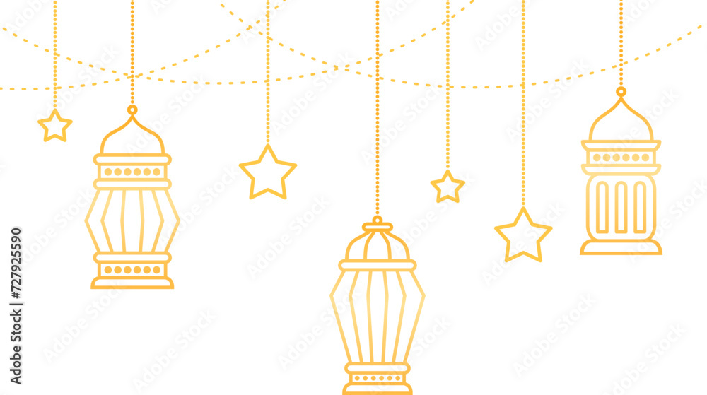 Hanging gold Islamic lantern decoration for Ramadan Kareem Islamic festival Hanging gold Islamic lantern decoration for Ramadan Kareem Islamic festival