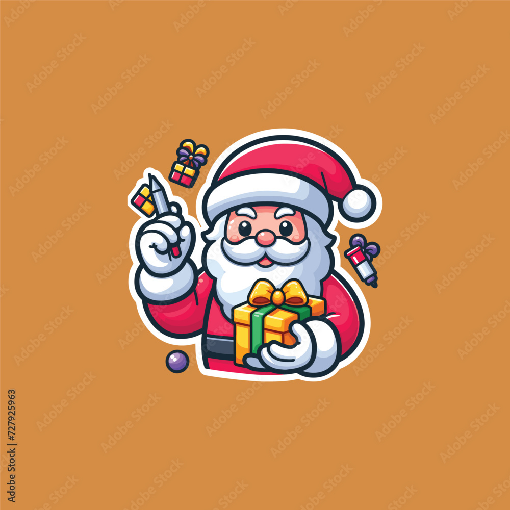 SANTA CLAUS WITH GIFT MASCOT ILLUSTRATION VECTOR SANTA CLAUS WITH GIFT MASCOT ILLUSTRATION VECTOR