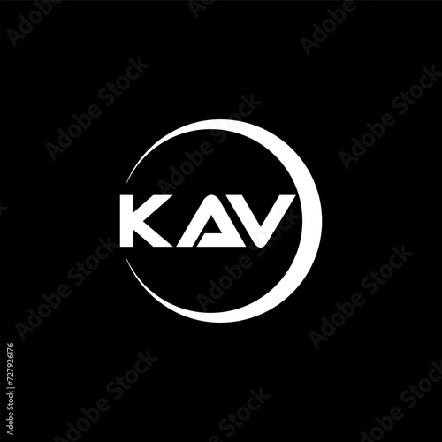 KAV letter logo design with black background in illustrator, cube logo, vector logo, modern alphabet font overlap style. calligraphy designs for logo, Poster, Invitation, etc. photo