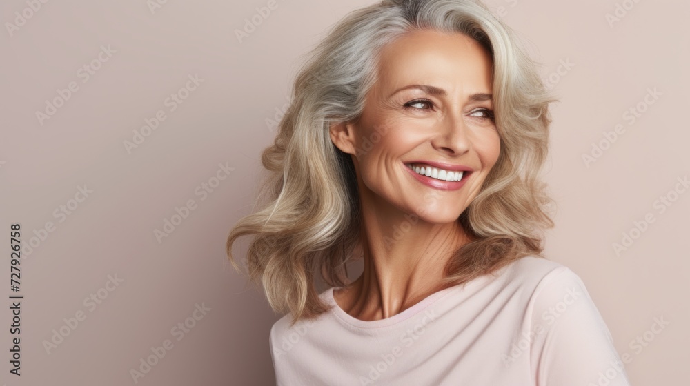 portrait of happy and laughing middle aged pretty woman portrait of happy and laughing middle aged pretty woman
