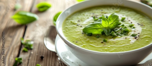 Fresh and Creamy Asparagus Soup with a White Plate of Delightful Freshness