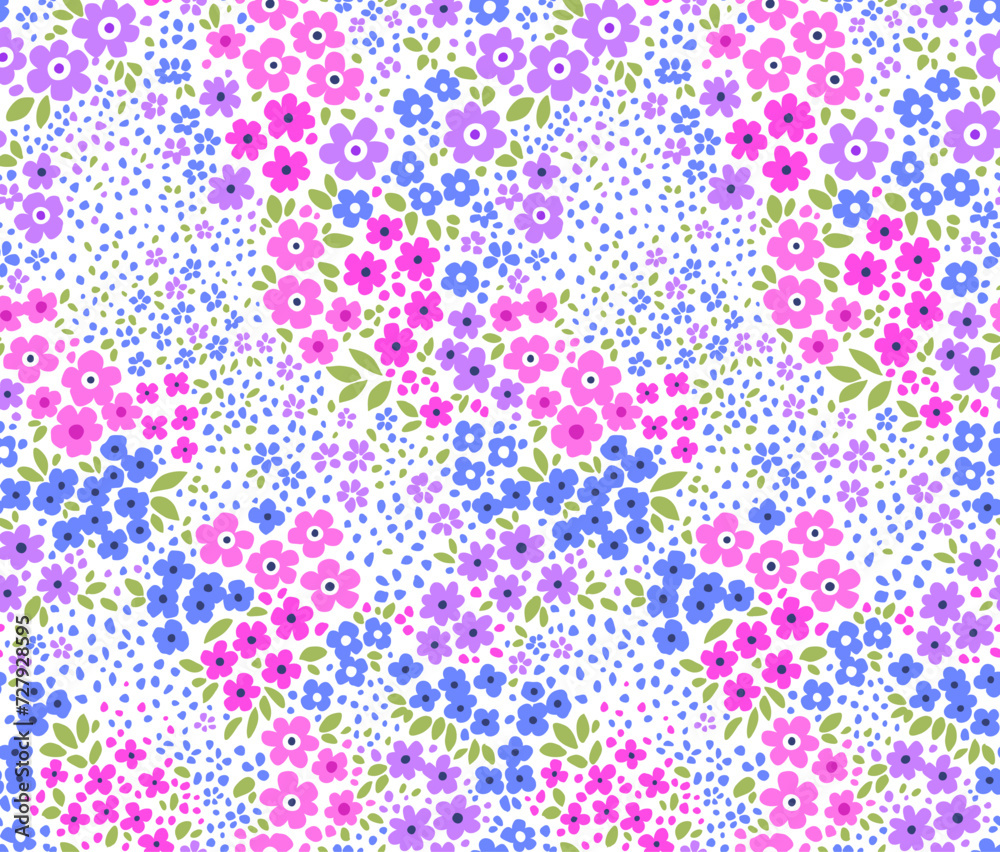 Cute floral pattern with small chamomile flowers. Seamless vector for textile, wallpaper, covers, surface. Naive template for fashion prints. Printing with small daisy flowers. White background. Stock Cute floral pattern with small chamomile flowers. Seamless vector for textile, wallpaper, covers, surface. Naive template for fashion prints. Printing with small daisy flowers. White background. Stock