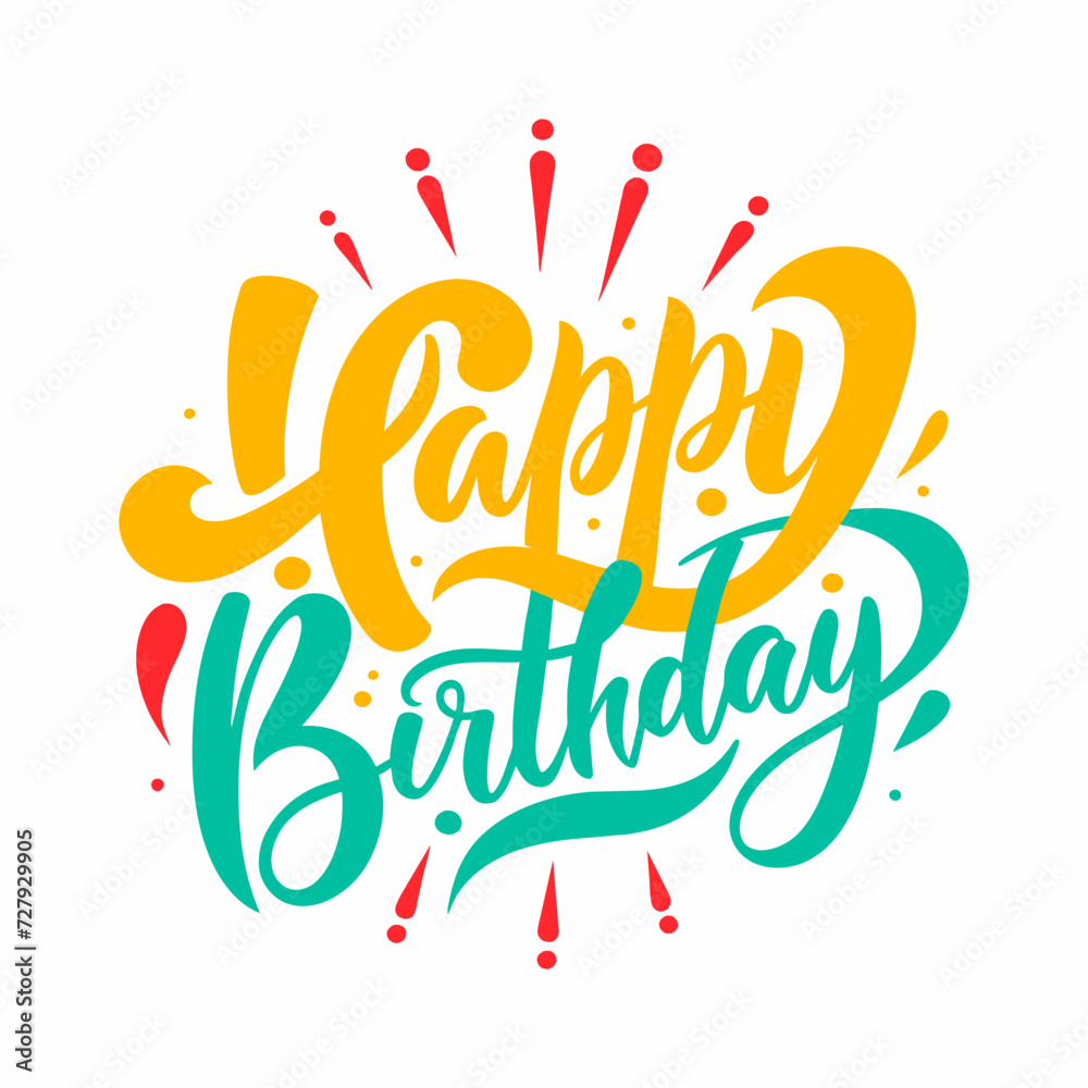 Happy Birthday on white background. Flat vector.