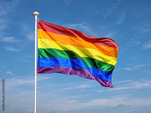 rainbow flag waving in the wind, lgbt symbol, inclusivity, tollerance