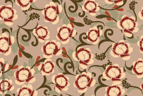 Seamless paisley embroidered floral motif pattern in vector, for design, fabric, wrapping, digital motif, background, wallpaper, print, clothing, etc.	