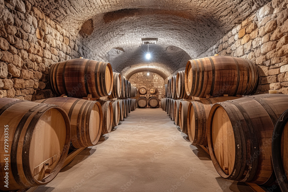 The wine cellar with wine-cask
