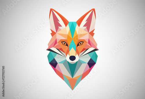 Geometric fox logo design vector illustration. Animal logo