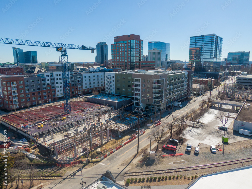 Various Downtown Raleigh Construction & Demolition: Feb 2024 - Drone 