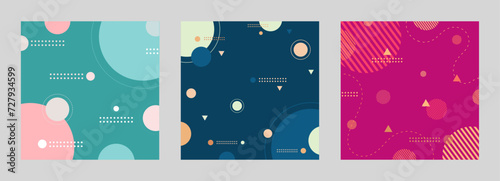 Set of banners, cards, and posters with geometric background. Social media template