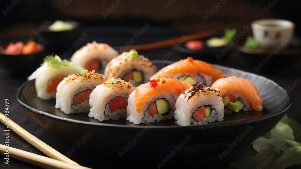 delicious sushi photos, studio photo style