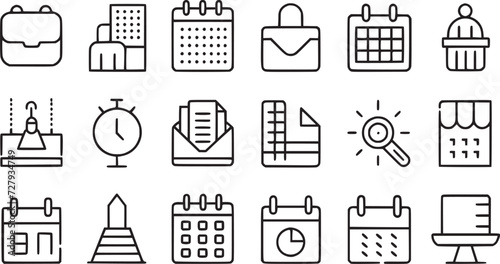 calendars thin line icon set