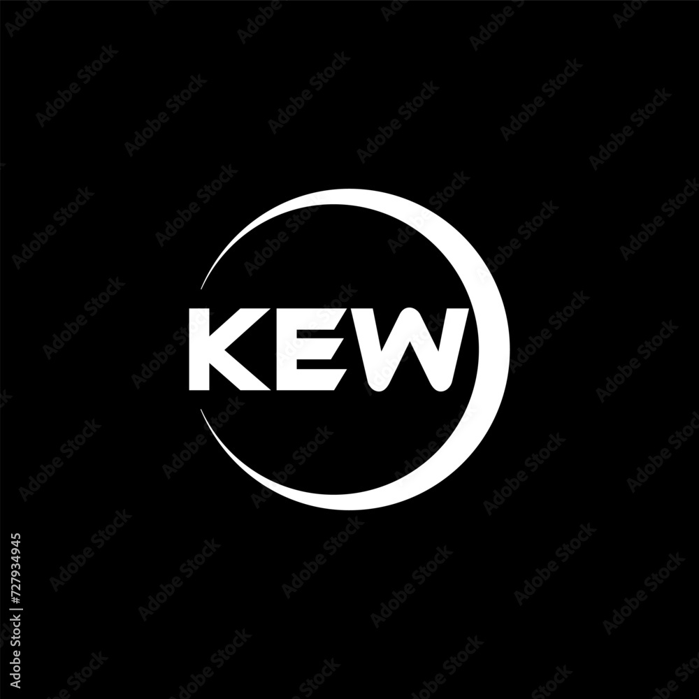 KEW letter logo design with black background in illustrator, cube logo, vector logo, modern alphabet font overlap style. calligraphy designs for logo, Poster, Invitation, etc.