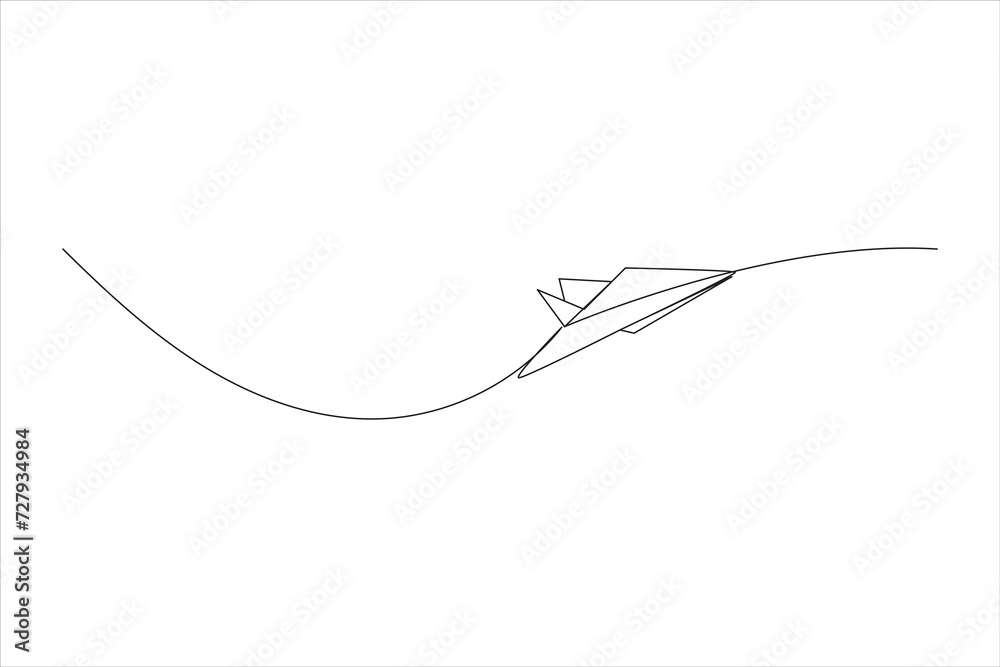 paper plane in Continuous one line drawing. airplane vector art background. Abstract doodle email, mail plane, travel dream concept air. Business trip Vector abstract illustration flying ship in sky.
