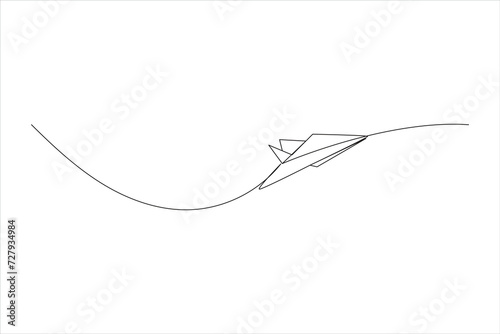 paper plane in Continuous one line drawing. airplane vector art background. Abstract doodle email, mail plane, travel dream concept air. Business trip Vector abstract illustration flying ship in sky.
