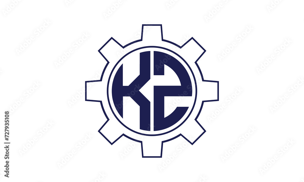 KZ initial letter mechanical circle logo design vector template. industrial, engineering, servicing, word mark, letter mark, monogram, construction, business, company, corporate, commercial, geometric