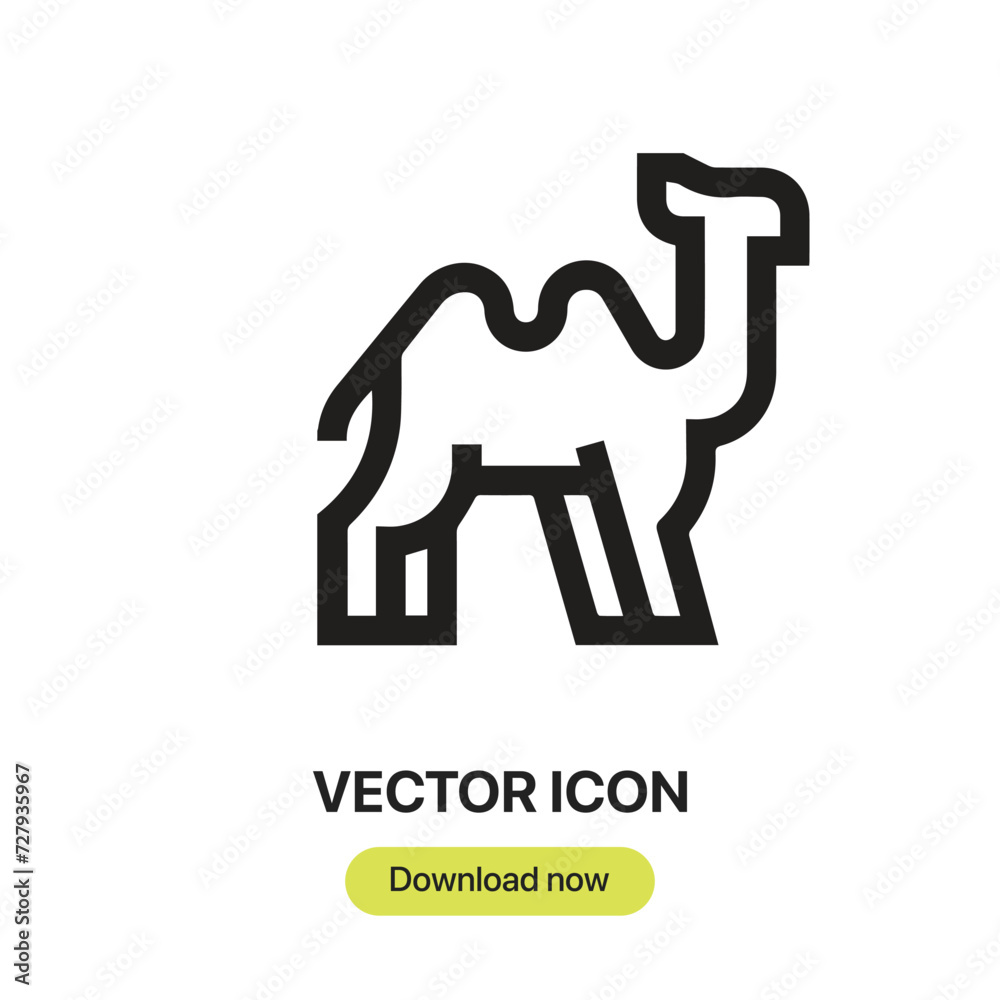 Camel icon vector. Linear-style sign for mobile concept and web design. Camel symbol illustration. Pixel vector graphics - Vector.
Camel icon vector. Linear-style sign for mobile concept and web design. Camel symbol illustration. Pixel vector graphics - Vector.