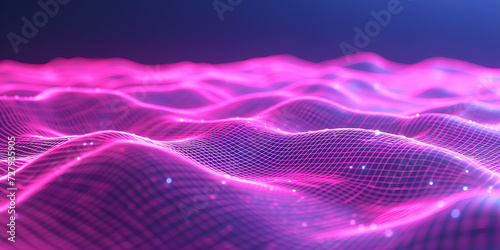 Abstract Futuristic Digital lines with violet neon glow. Retrowave style banner, csi-fi background for technology presentation