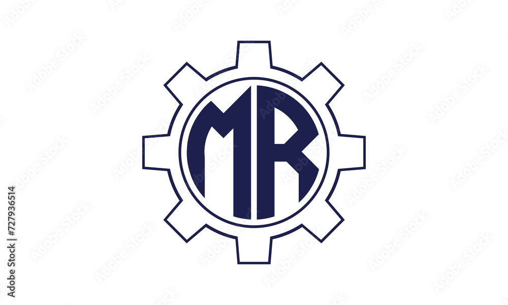 MR initial letter mechanical circle logo design vector template. industrial, engineering, servicing, word mark, letter mark, monogram, construction, business, company, corporate, commercial, geometric