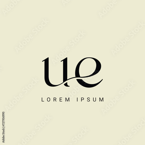 UE letter logo design. UE polygon, circle, triangle, hexagon, flat and simple style with white color variation letter logo set in one artboard. UE minimalist and classic logo. UE