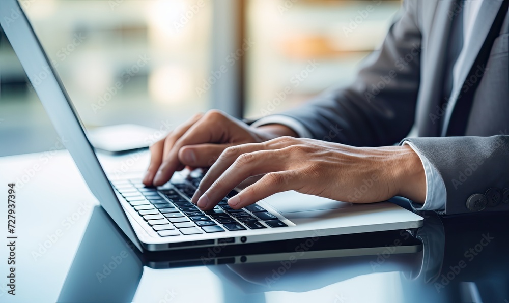 Person Typing on Laptop at Table Person Typing on Laptop at Table