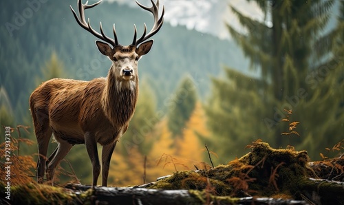 Deer Standing on Top of Lush Green Forest