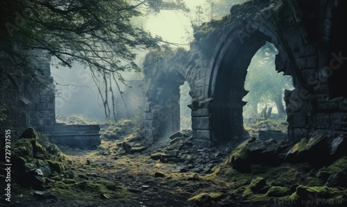 Abandoned Ruin Amidst Forest