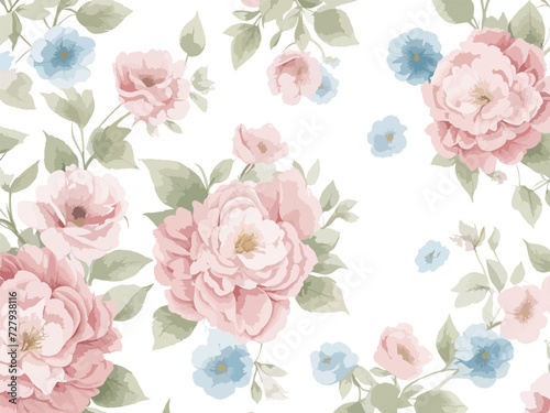 Seamless watercolor floral-patterned background