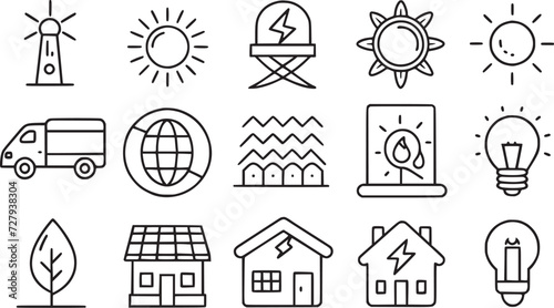 line icons about solar energy