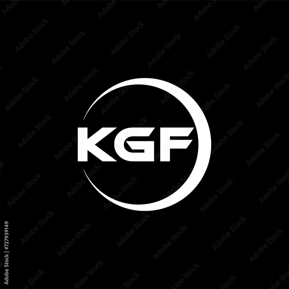 KGF letter logo design with black background in illustrator, cube logo ...