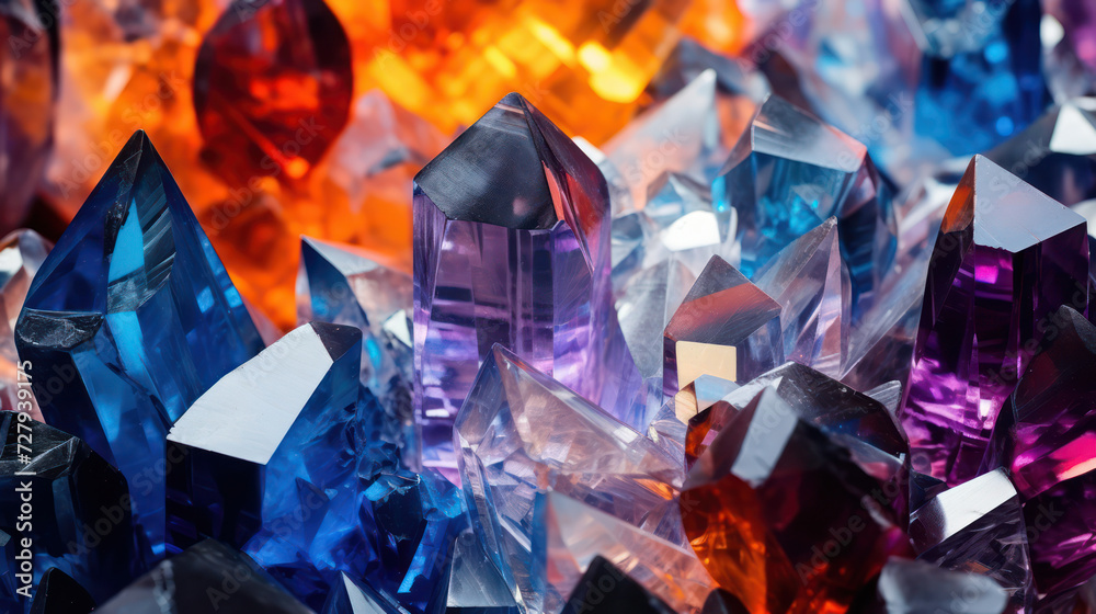 Resplendent Gemstone Reflections: Brilliant Blue Amethyst Macro on Textured Mineral Background Resplendent Gemstone Reflections: Brilliant Blue Amethyst Macro on Textured Mineral Background