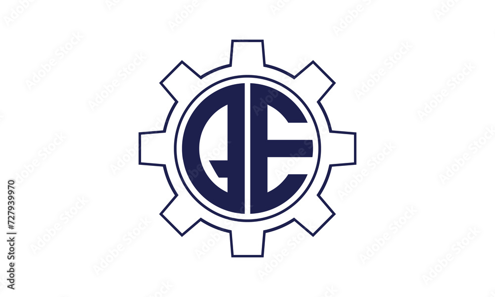 QE initial letter mechanical circle logo design vector template. industrial, engineering, servicing, word mark, letter mark, monogram, construction, business, company, corporate, commercial, geometric