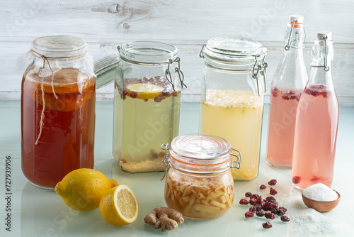 Kobucha, water kefir and ginger ale - fermentation