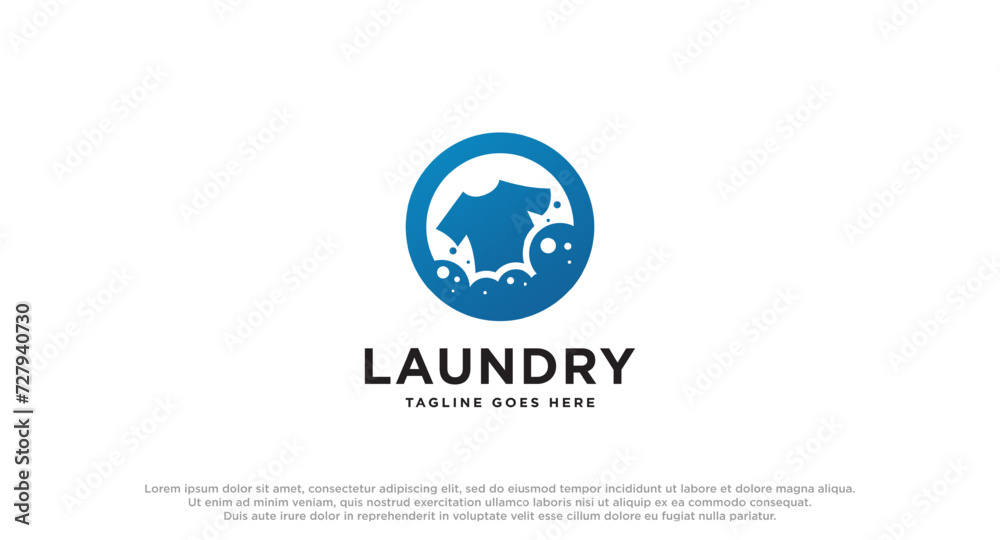 laundry logo in shades of blue with bubbles foam and washing clothes, simple creative logo, icon vector inspiration. laundry logo in shades of blue with bubbles foam and washing clothes, simple creative logo, icon vector inspiration.