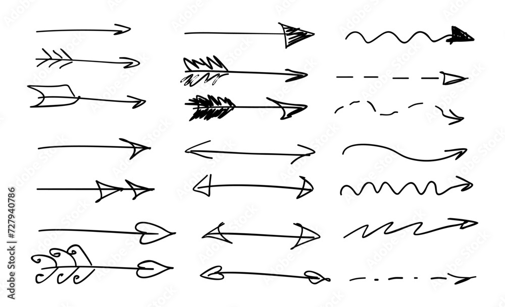 set of handwritten arrows and elements set of handwritten arrows and elements