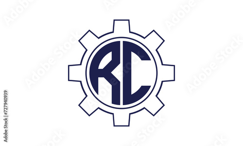 RC initial letter mechanical circle logo design vector template. industrial, engineering, servicing, word mark, letter mark, monogram, construction, business, company, corporate, commercial, geometric