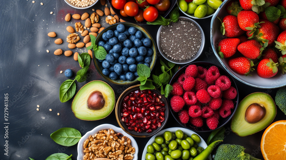 Assortment of healthy foods Assortment of healthy foods