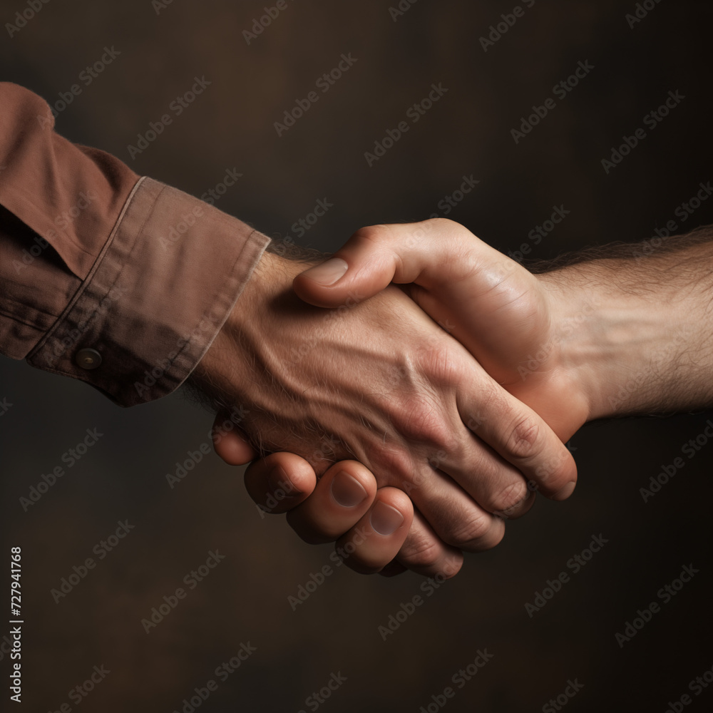 Diverse Accord: Friendly Handshake Between Two Different Men - Generative AI
