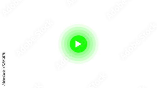 Animated play button, play saymbol icon with wave design animation on background photo