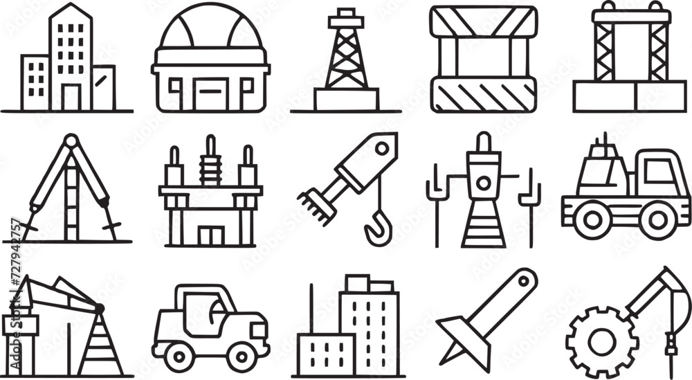 construction and architecture thin line icon set construction and architecture thin line icon set