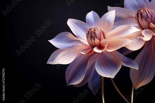 Elegant Digital Art Lotus Flowers on Dark Background