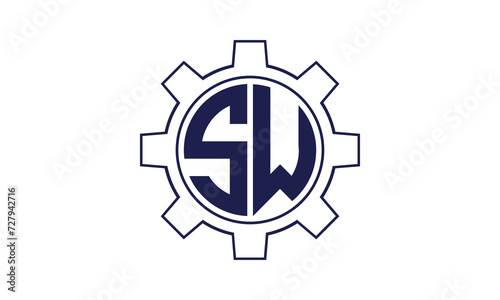 SW initial letter mechanical circle logo design vector template. industrial, engineering, servicing, word mark, letter mark, monogram, construction, business, company, corporate, commercial, geometric