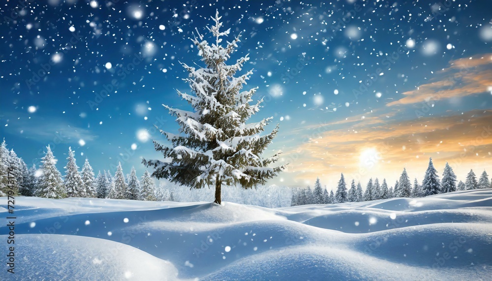 winter landscape wallpaper with group of small trees and snow