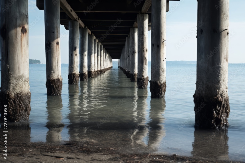 Calm Waters Under the Pier: A Serene Coastal Scene
